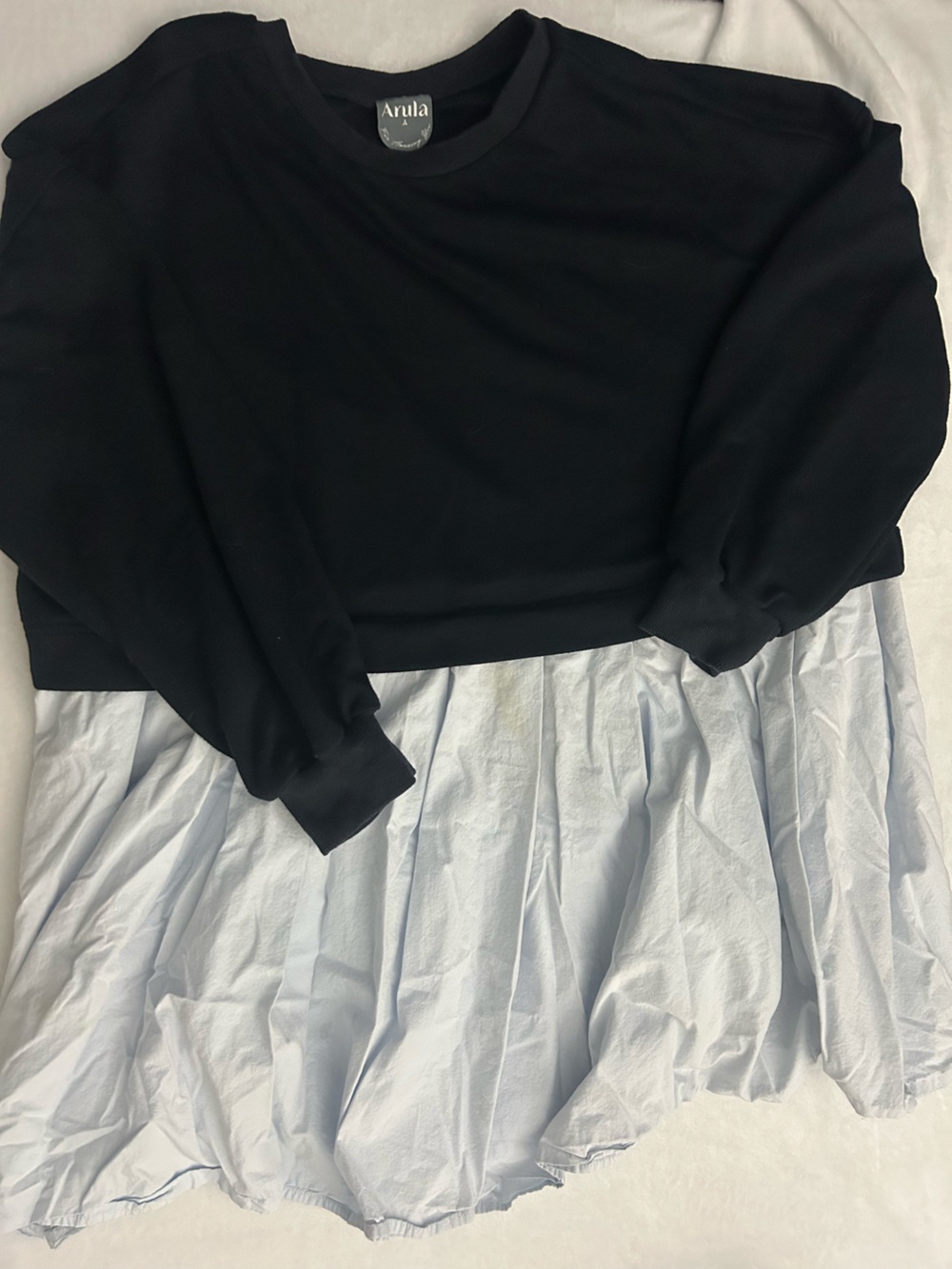 ARULA Navy Sweatshirt Top with Light Blue Hem Skirt